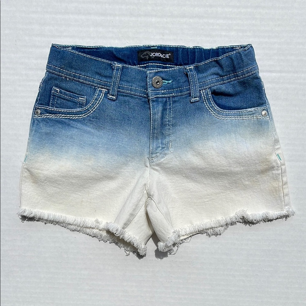 KIDS Jordache Blue and White Distressed Jean Shorts-10